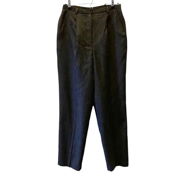 Vintage Pants - Vintage  High Waisted Wool Trousers Pleated Pants Lined Charcoal Grey Size 8